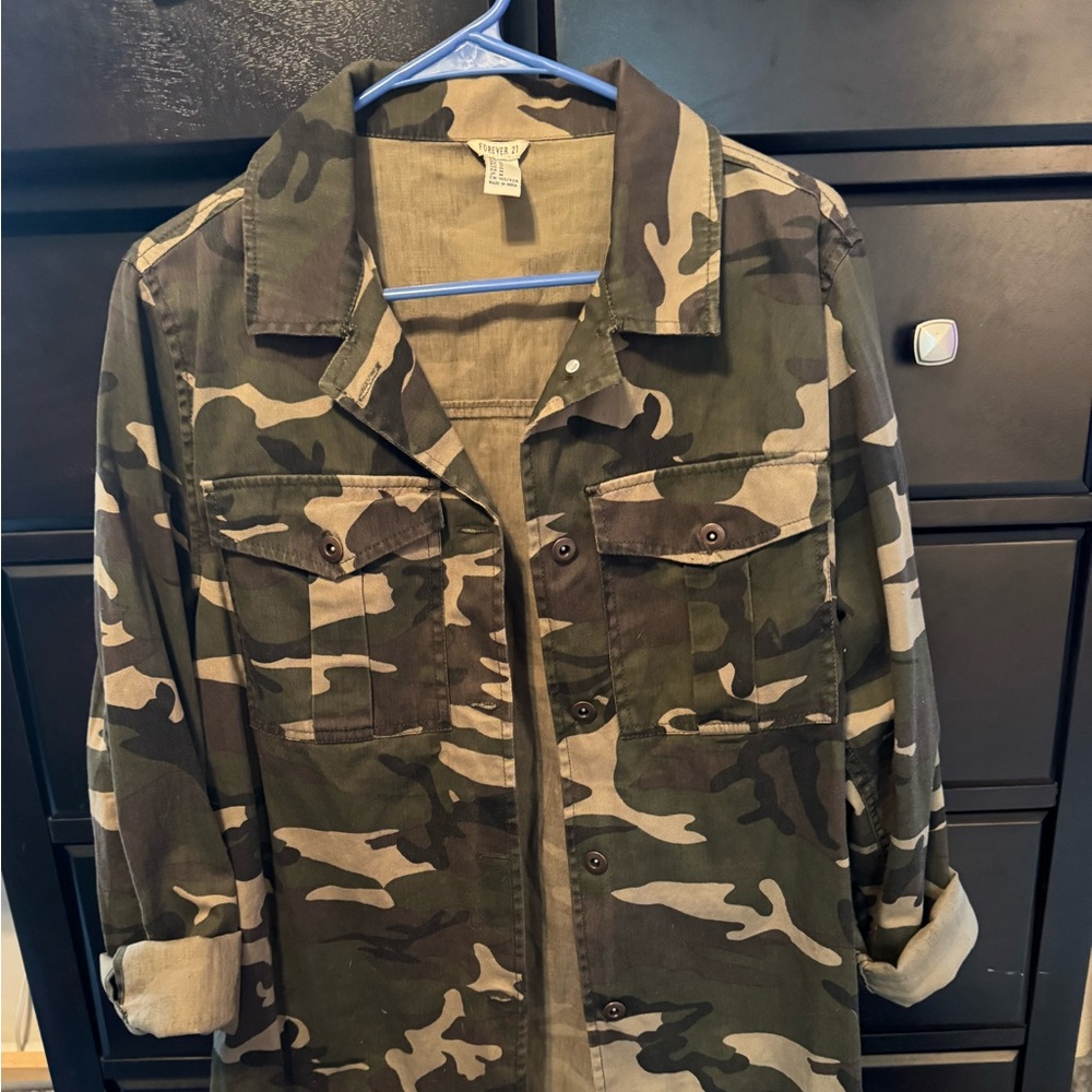 Camouflage Button-Up Shirt from Forever 21